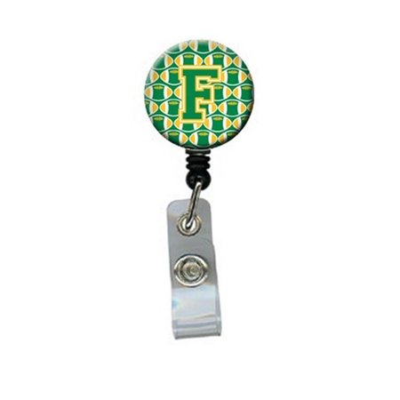 CAROLINES TREASURES Letter F Football Green and Gold Retractable Badge Reel CJ1069-FBR